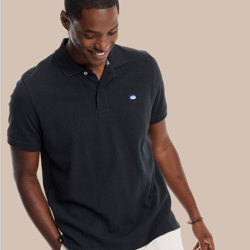 SOUTHERN‎ TIDE Men's The Skipjack Short Sleeve Polo Shirt SIZE MEDIUM Black